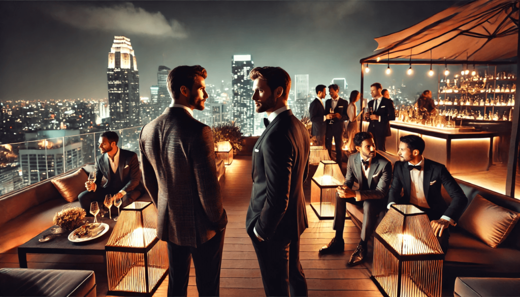 image1 dos chicos gays o bisexuales teniendo conexión en un rooftop elegante